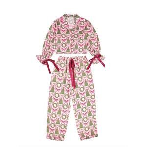 NEW SIMPLY SOUTHERN youth holiday pajamas in pink christmas trees